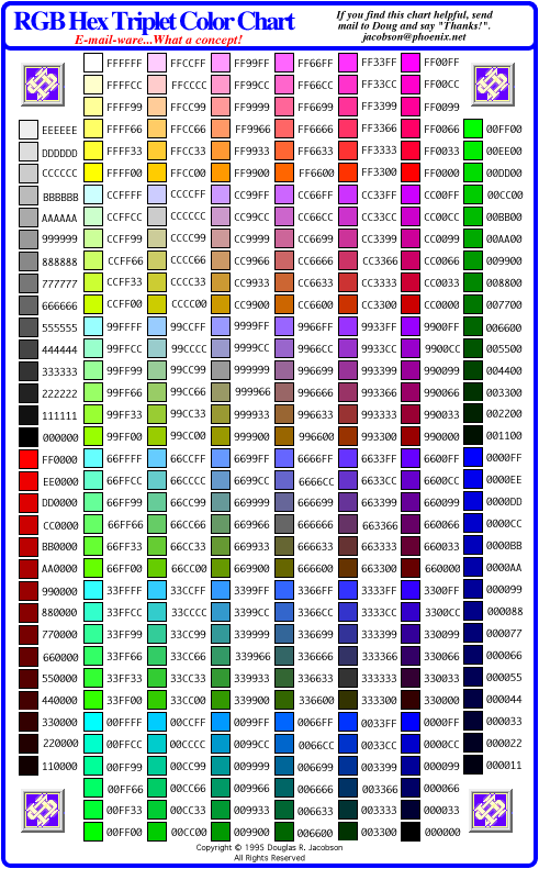 Here are browser safe colors to choose from